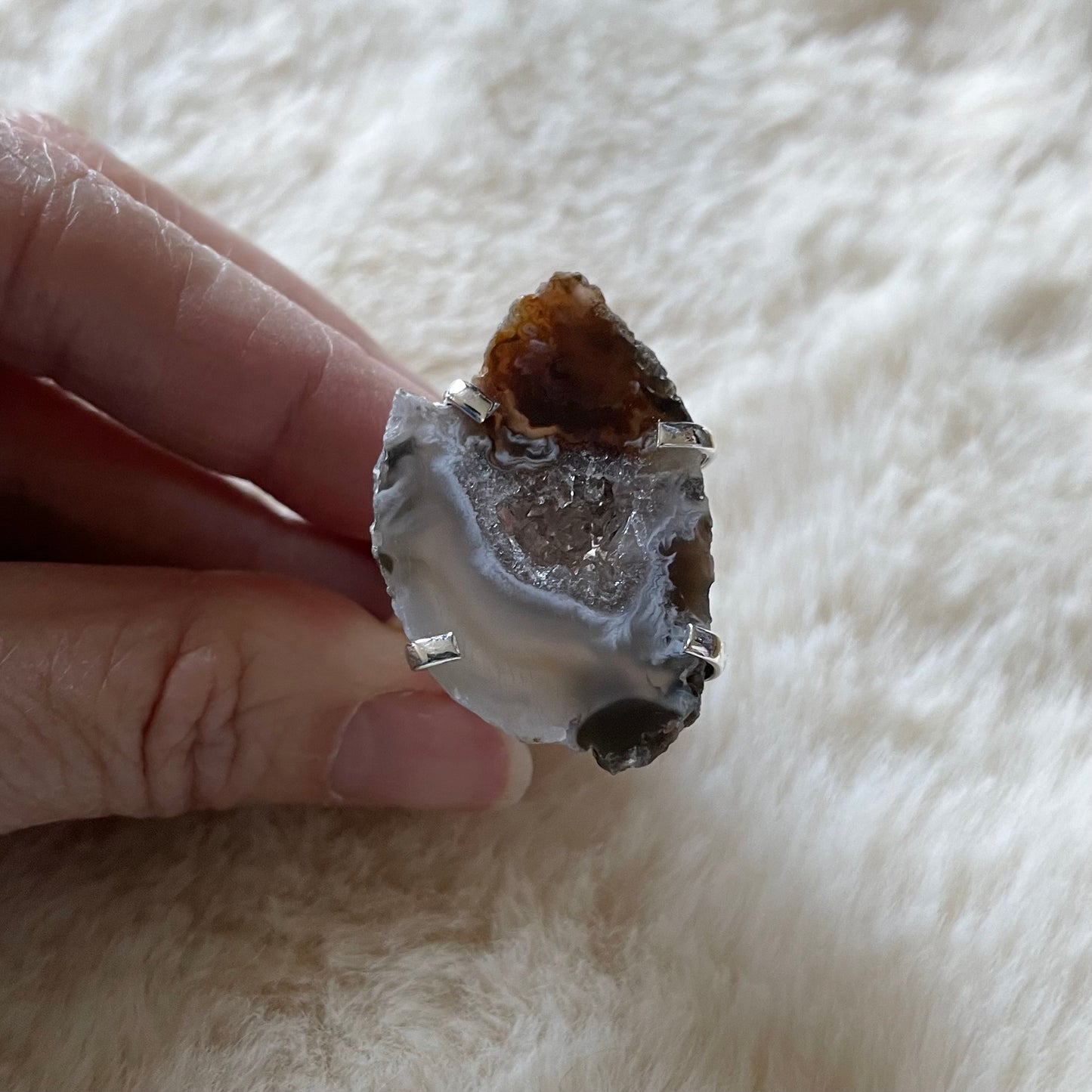 Druzy Agate Slice Ring