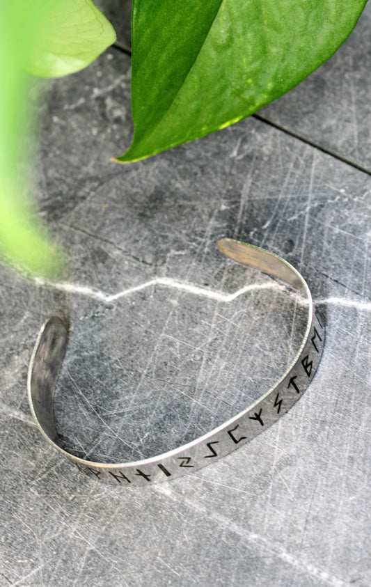 5/8" Adjustable Metal Rune Engraved Bangle