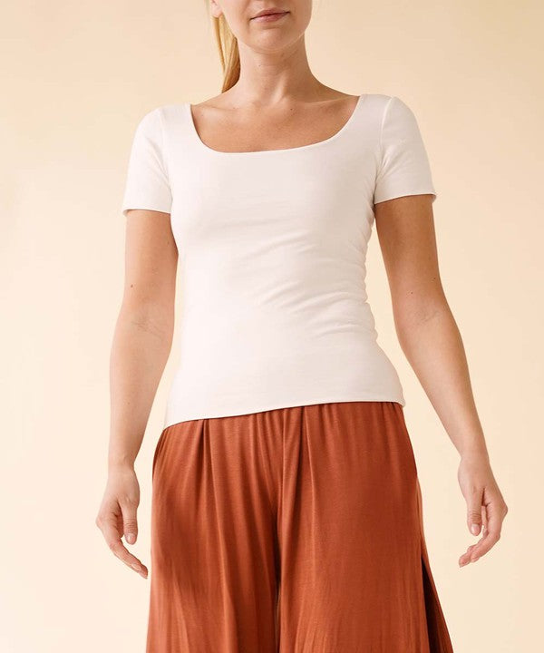 Bamboo Double Layered Cap Sleeve Top