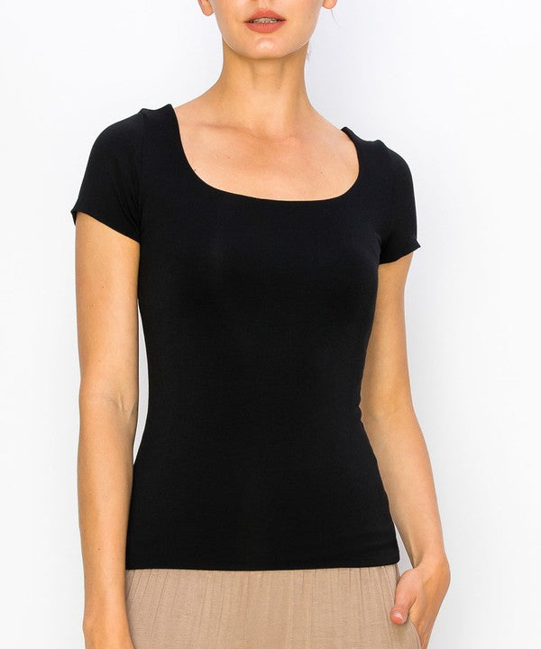 Bamboo Double Layered Cap Sleeve Top