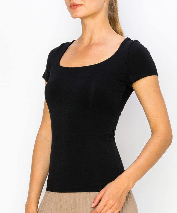 Bamboo Double Layered Cap Sleeve Top