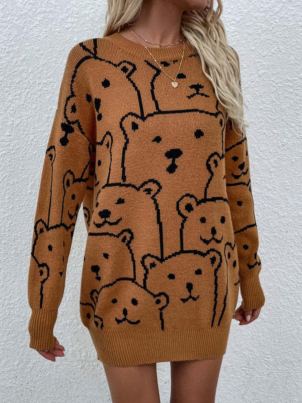 Long Sleeve Bear Pullover Sweater