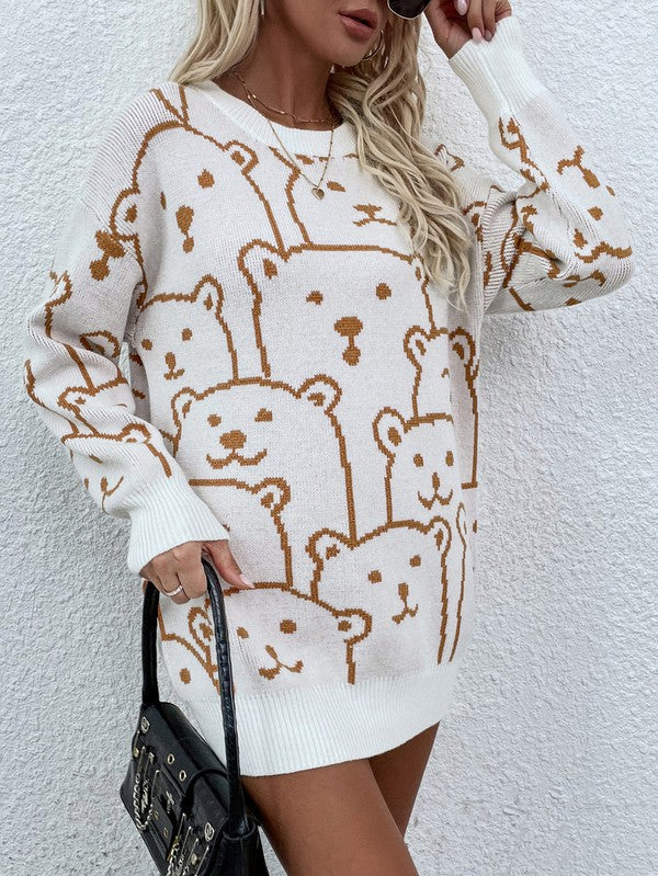 Long Sleeve Bear Pullover Sweater