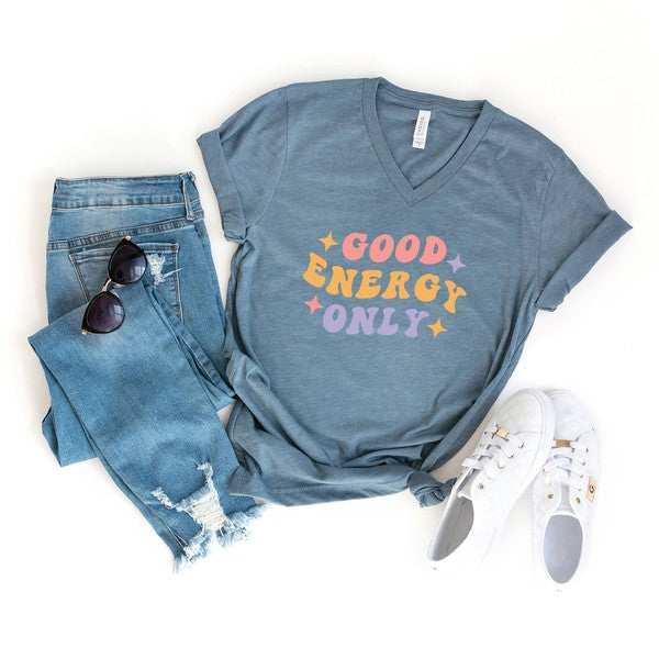 Good Energy Only Stars Graphic V-Neck Tee