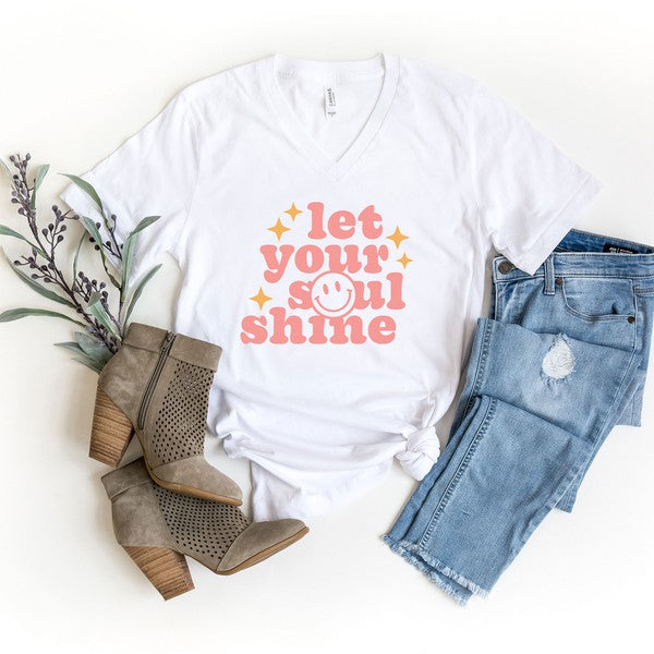 Let Your Soul Shine Graphic V-Neck Tee