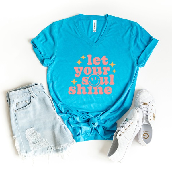 Let Your Soul Shine Graphic V-Neck Tee