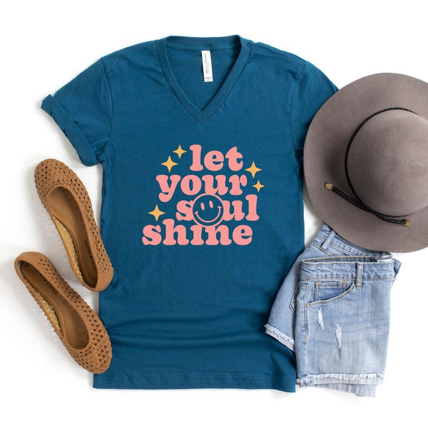 Let Your Soul Shine Graphic V-Neck Tee