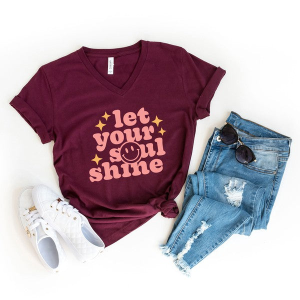 Let Your Soul Shine Graphic V-Neck Tee