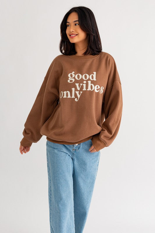 Good Vibes Only Embroidery Sweatshirt