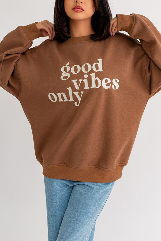 Good Vibes Only Embroidery Sweatshirt