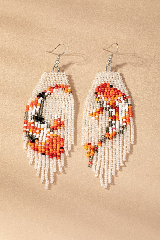 Cream seed bead Koi fish drop earrings