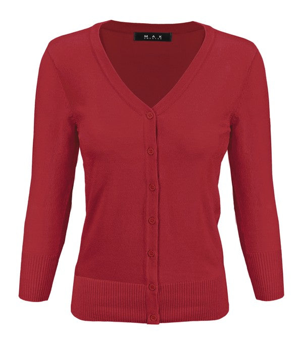 V-Neck Button Down Knit Plus Size Cardigan Sweater