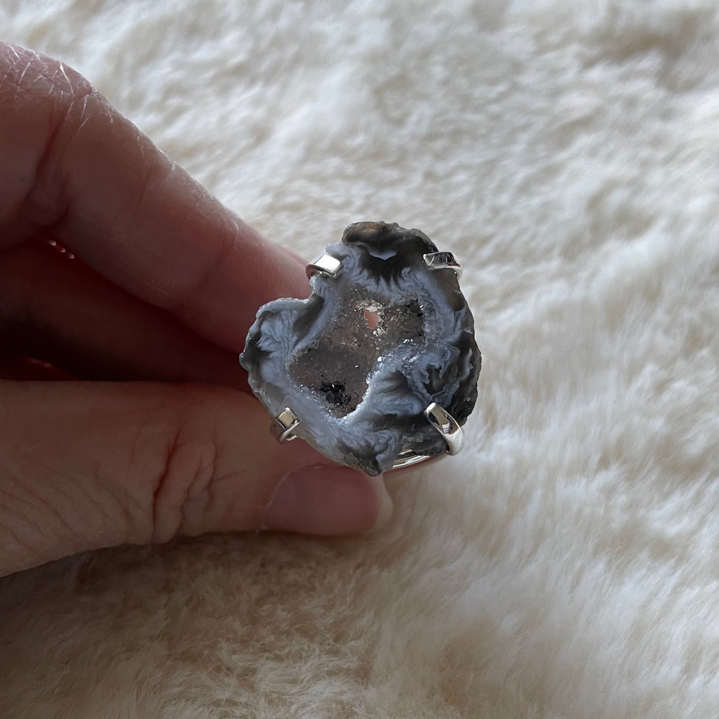 Druzy Agate Slice Ring