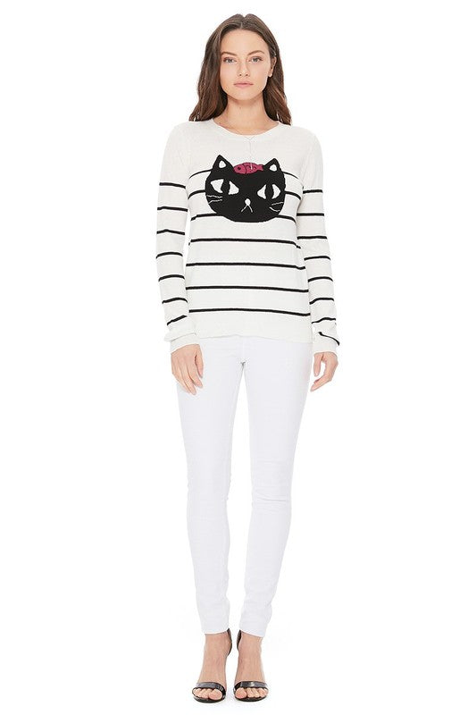 Cat Face Jacquard Sweater