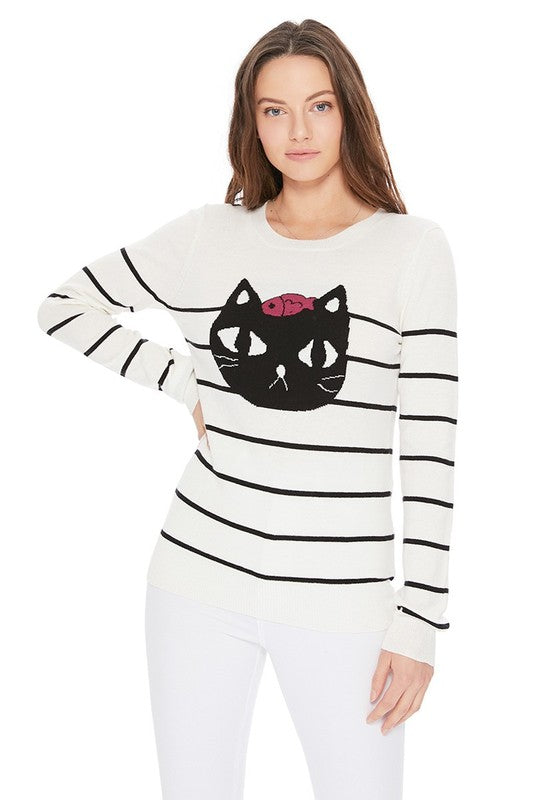 Cat Face Jacquard Sweater