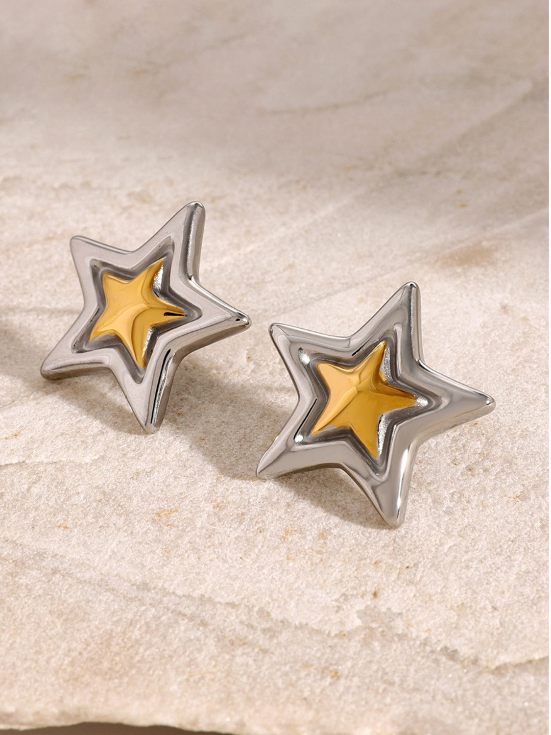 Stainless Steel Star Stud Earrings