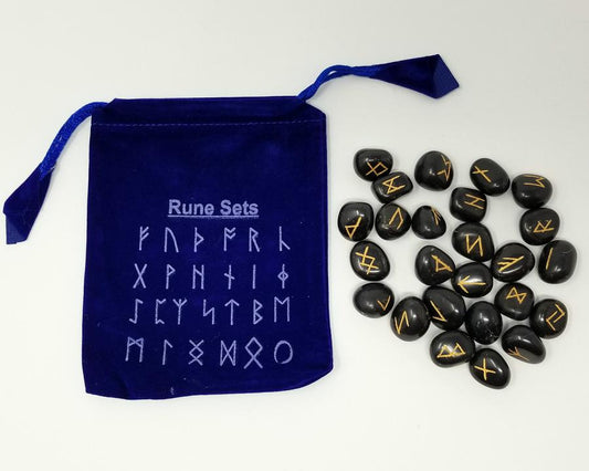 Black Agate Rune Set