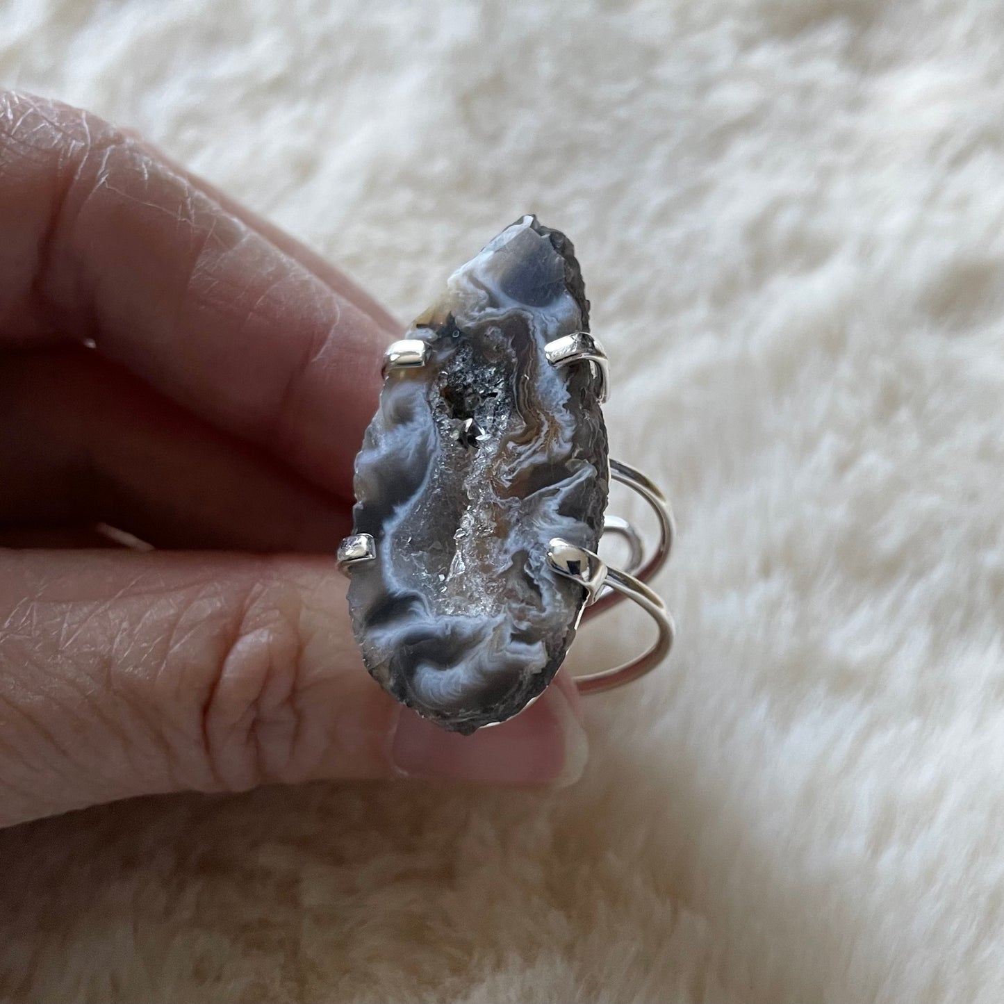 Druzy Agate Slice Ring