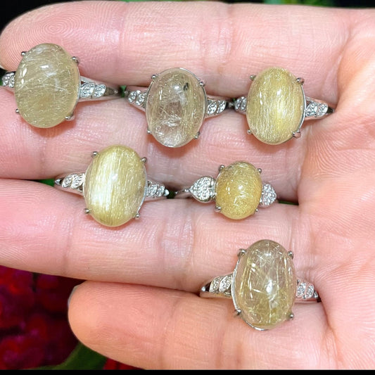 Gold Rutilated Quartz Ring