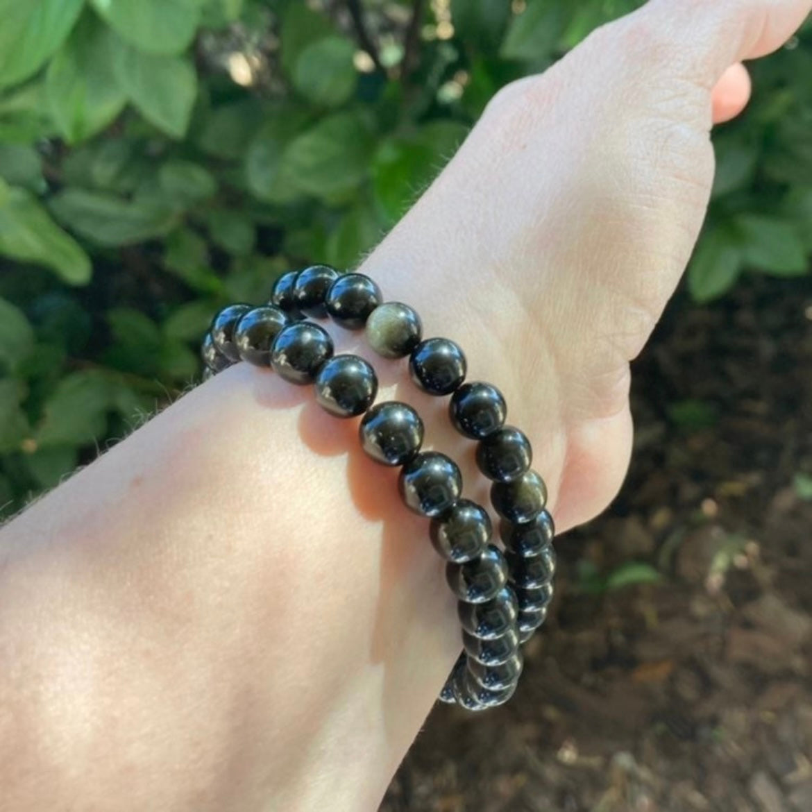 Gold Sheen Obsidian Stretch Bracelet