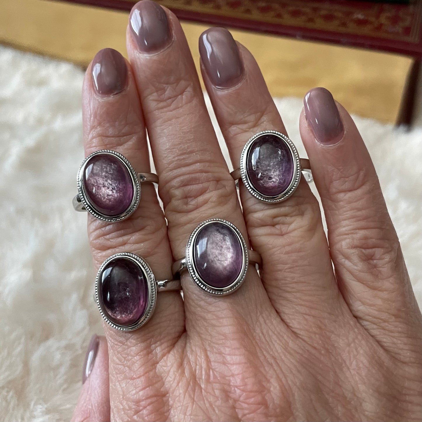 Purple Mica Lepidolite Ring