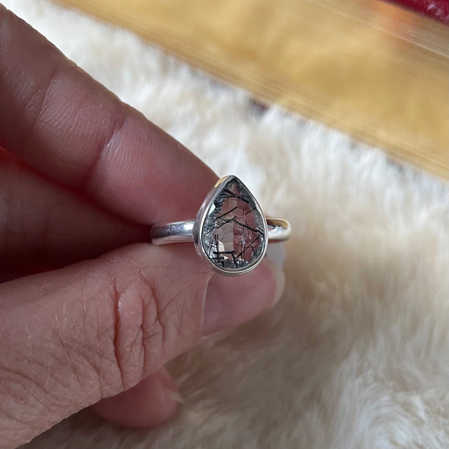 Faceted Tourmalated Quartz Ring