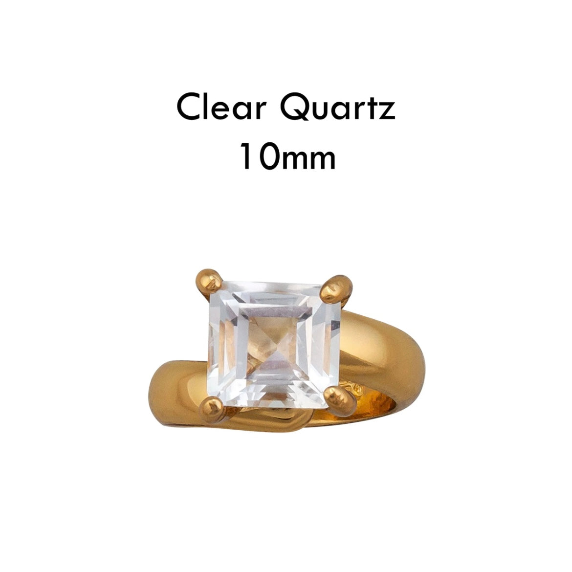 Clear Quartz Square Prong Adjustable Ring