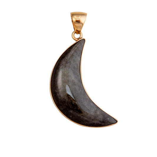 Alchemia Gold Sheen Obsidian Moon Pendant