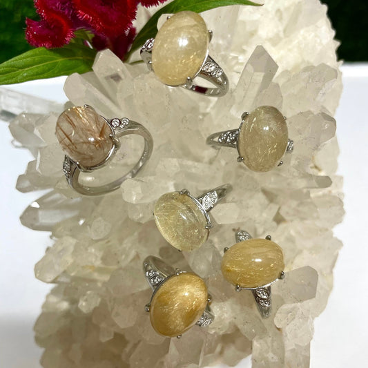 Gold Rutilated Quartz Ring