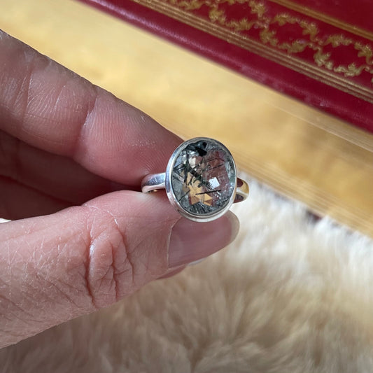 Faceted Tourmalated Quartz Ring