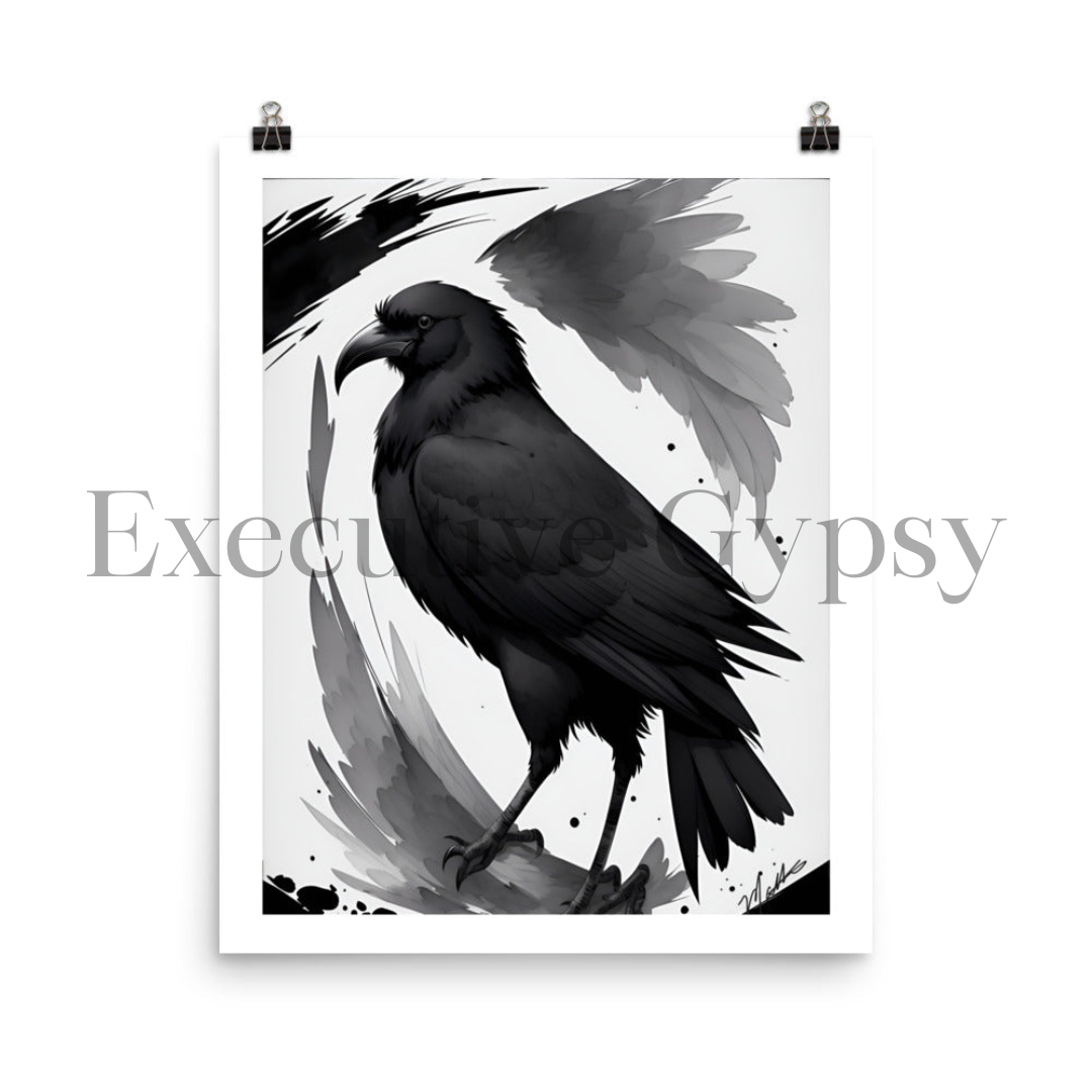 Charcoal Raven Print