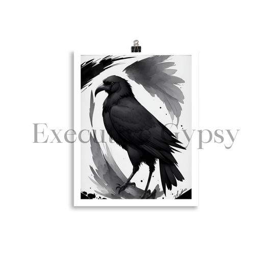 Charcoal Raven Print