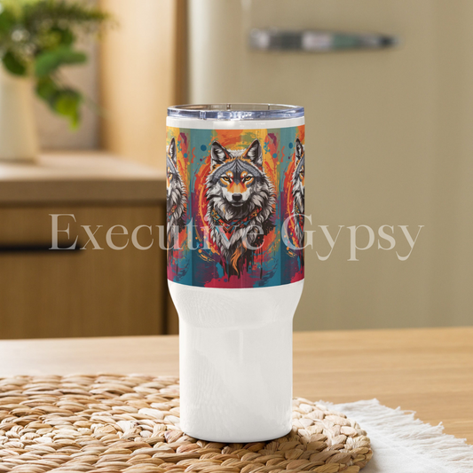 Wolf Tribe Travel mug with a handle