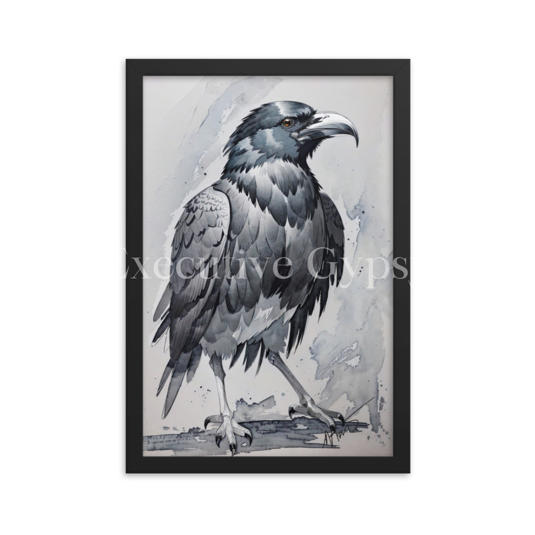 Watercolor Raven Framed Print