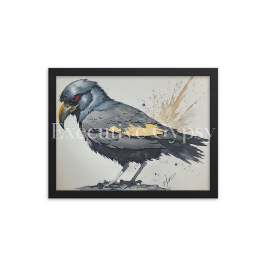 Watercolor Splash Raven Framed Print