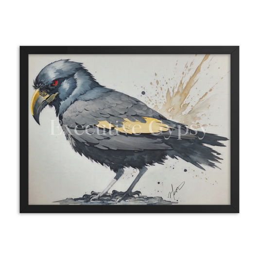 Watercolor Splash Raven Framed Print