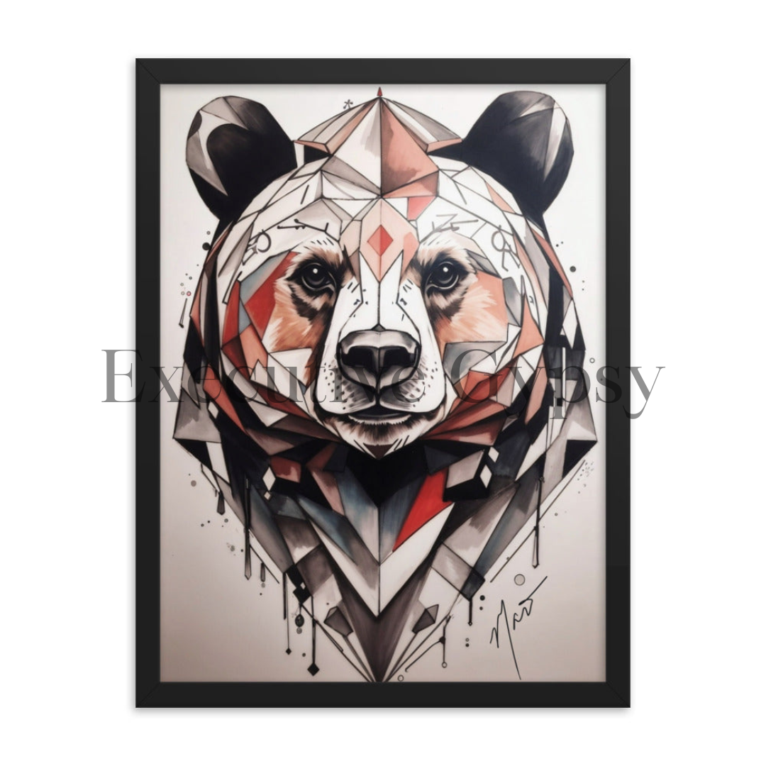 Geo Bear Framed Print