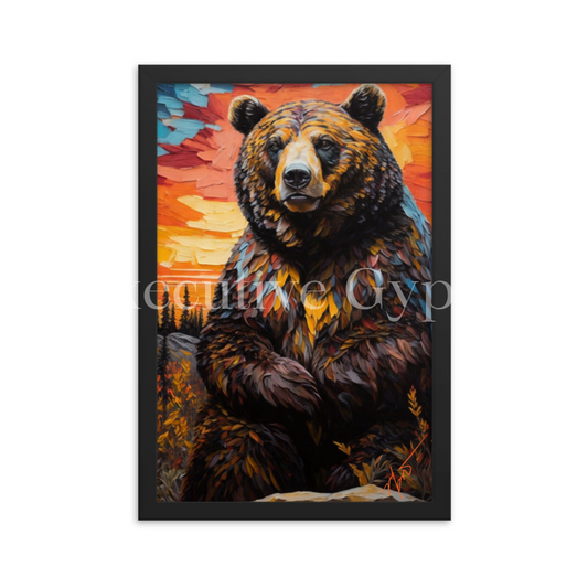 Sunset Bear Framed Print