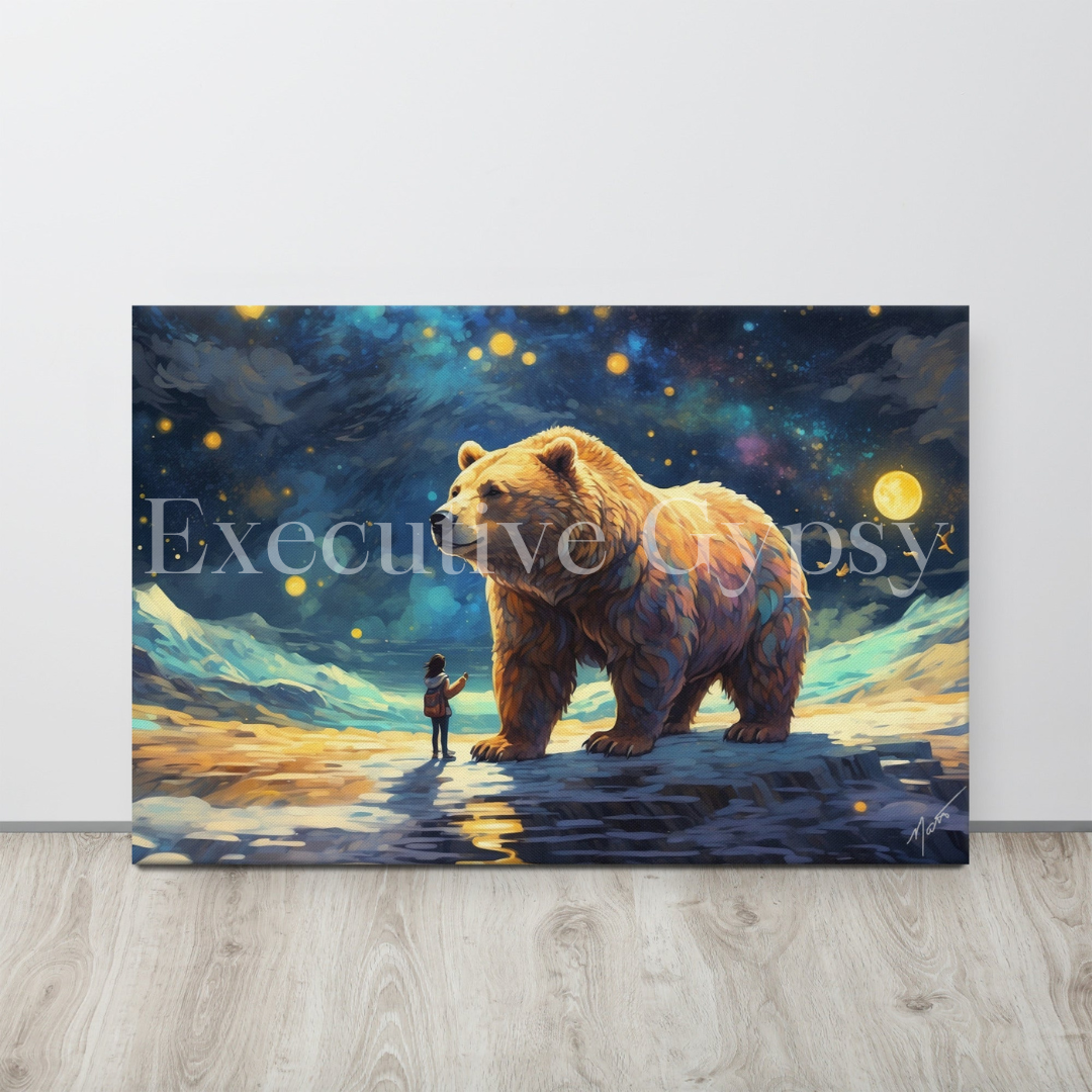 Girl Meets Bear Thin canvas