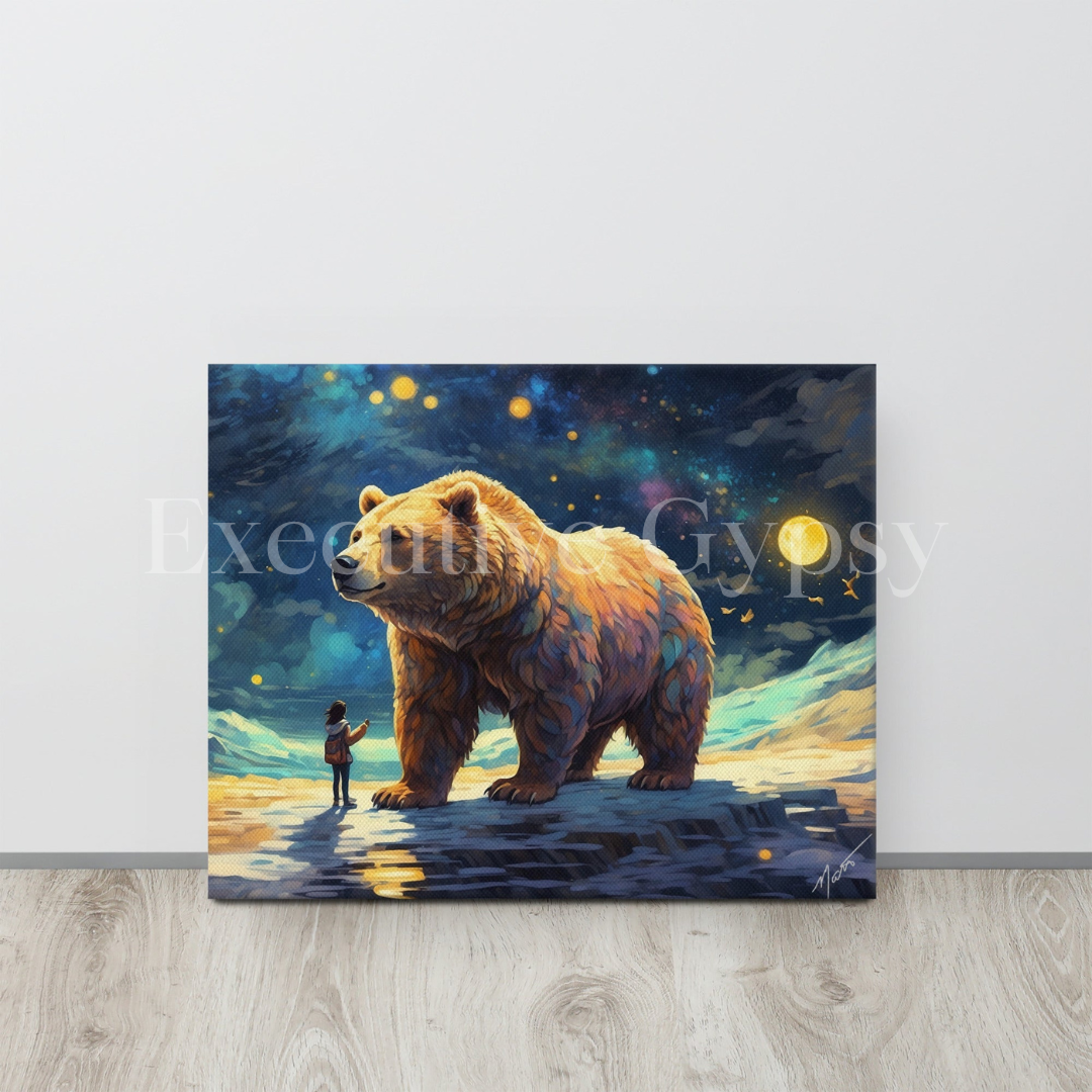 Girl Meets Bear Thin canvas