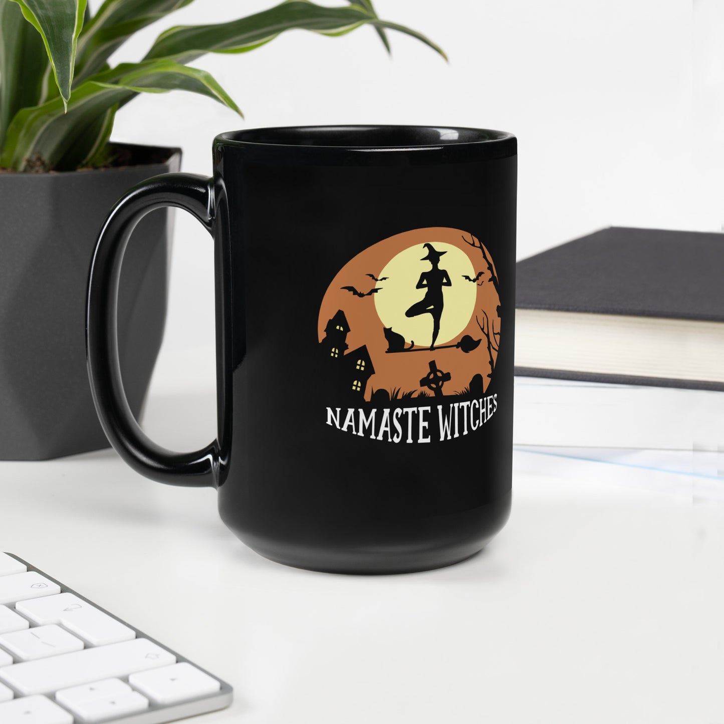 Namaste Witches Black Glossy Mug