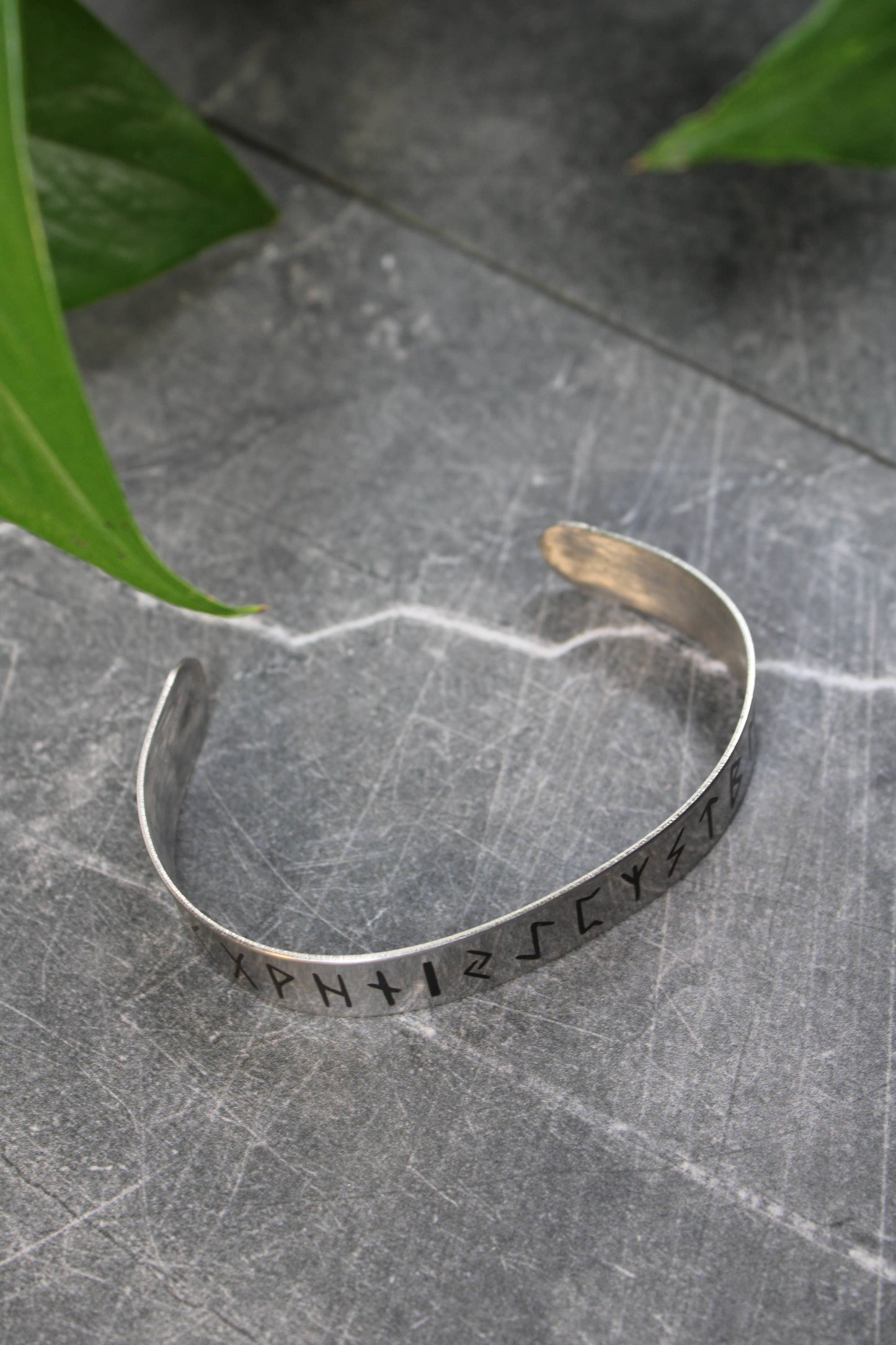 5/8" Adjustable Metal Rune Engraved Bangle