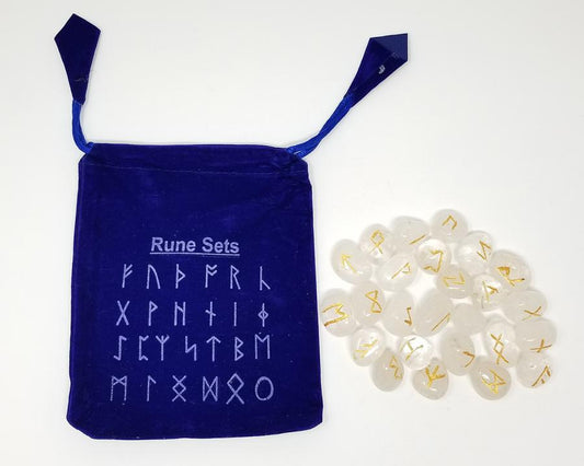 Clear Quartz Rune Set