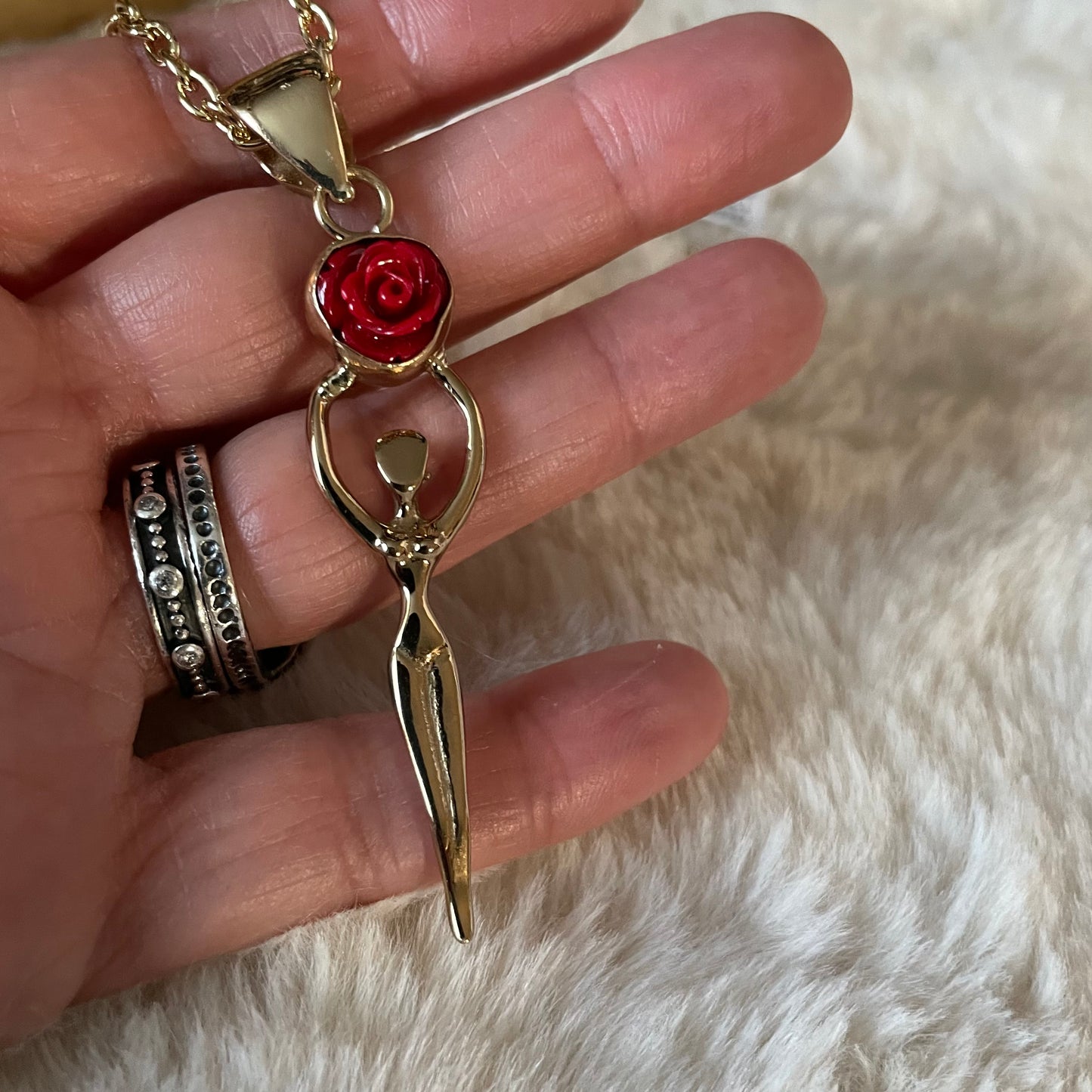 Red Rose Goddess Pendant