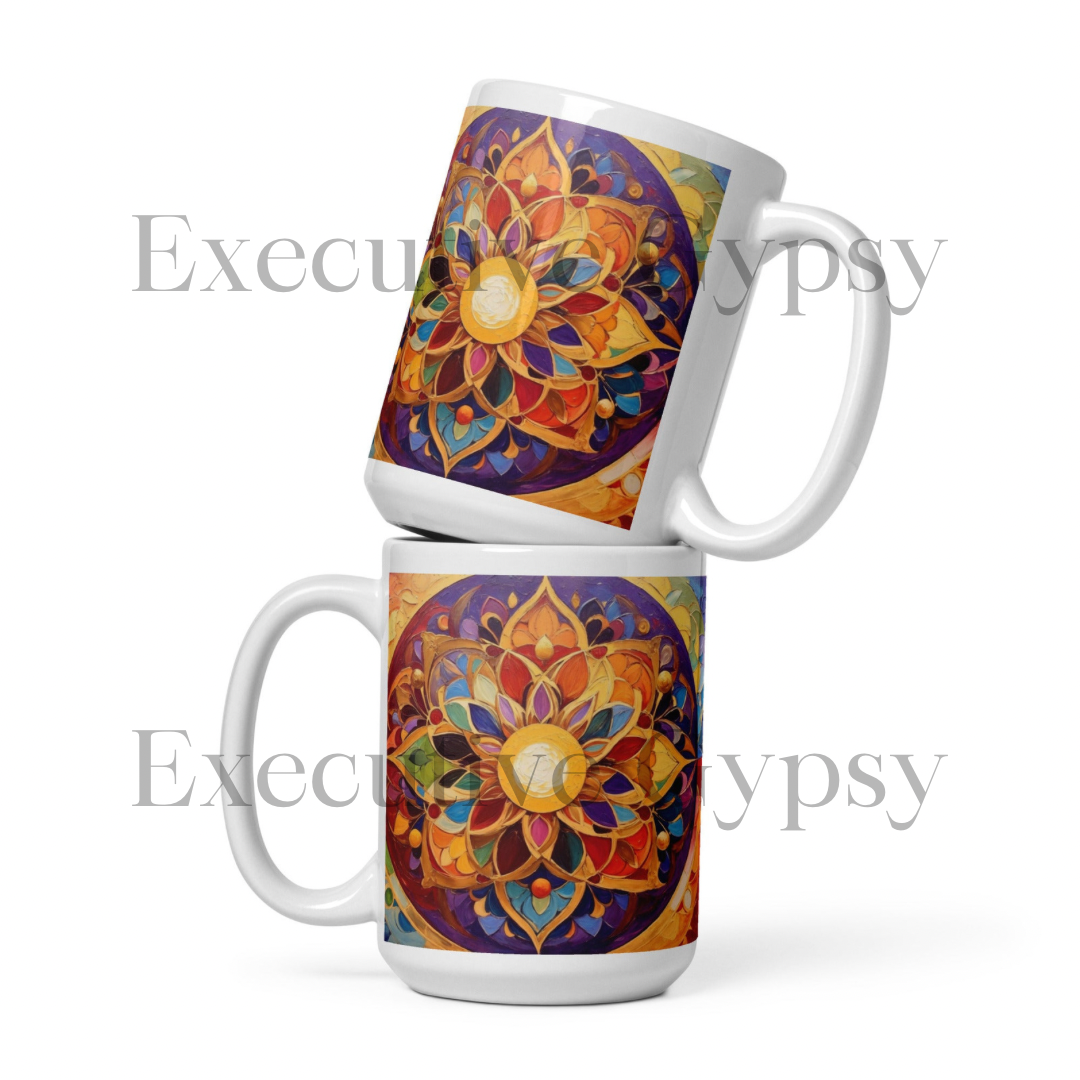 Flower White glossy mug