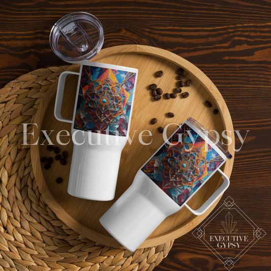 Geometric Travel mug with a handle