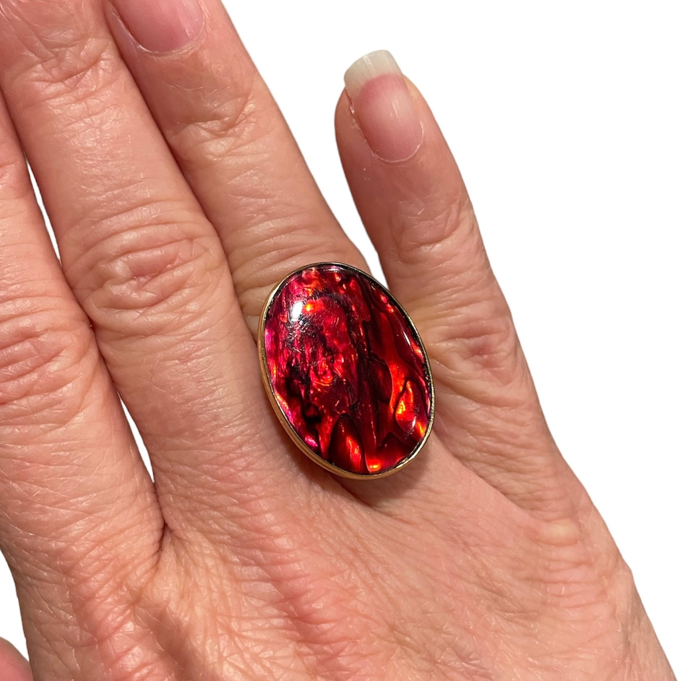 Red Abalone Adjustable Ring