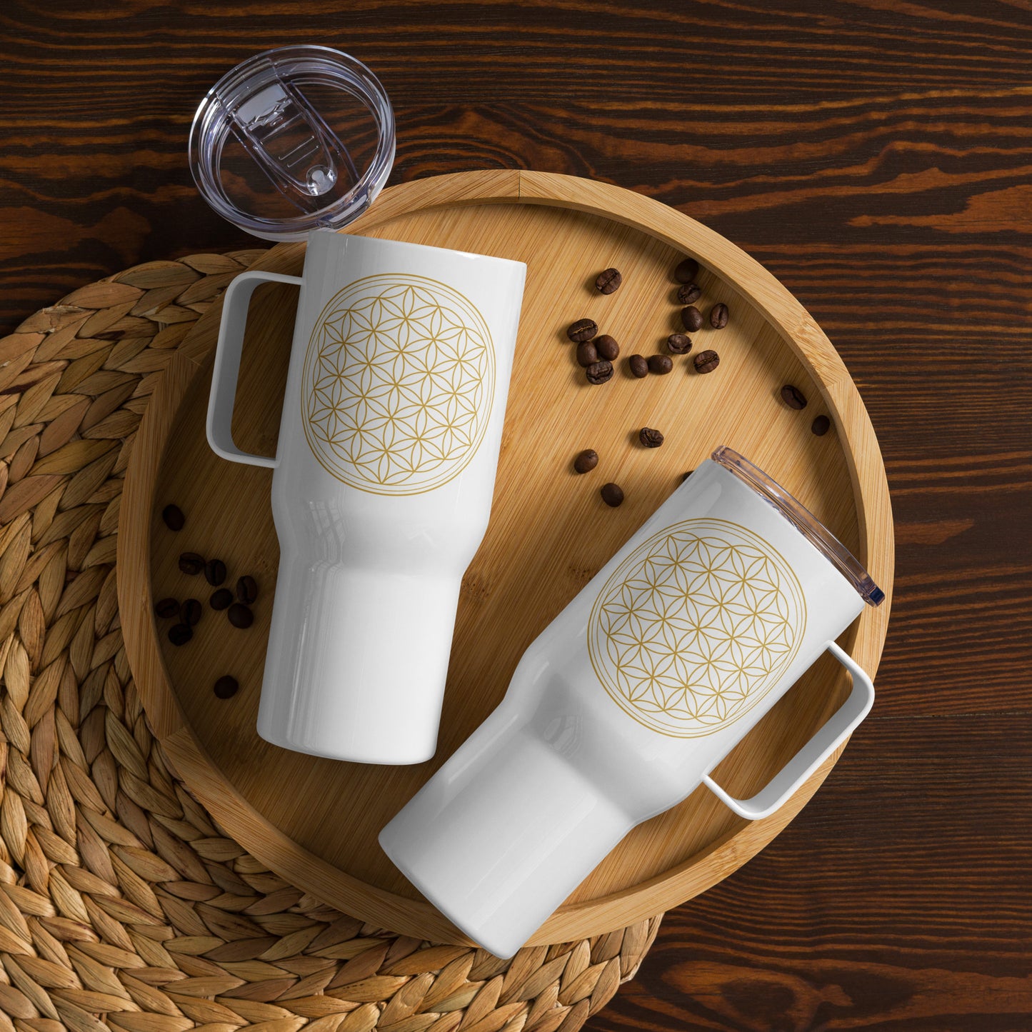 Flower of Life Travel mug with a handle