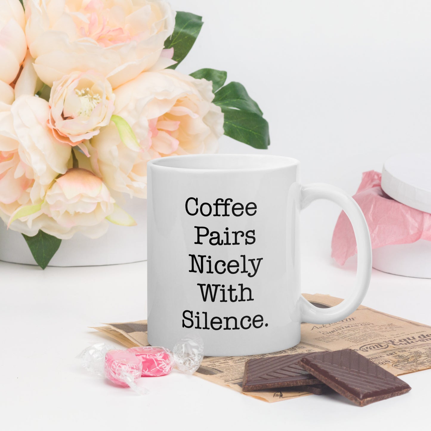 Silence White glossy mug