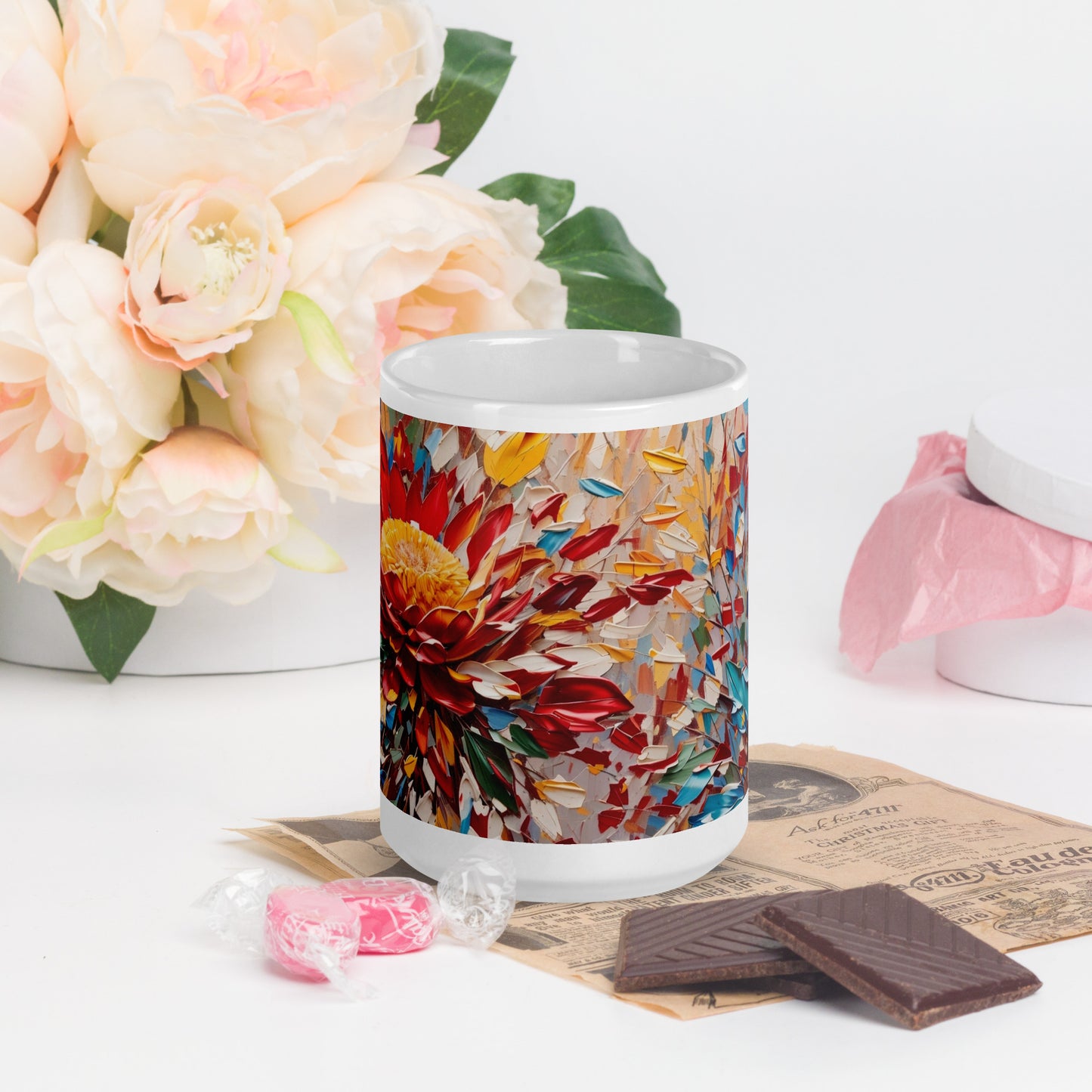 Flower White glossy mug